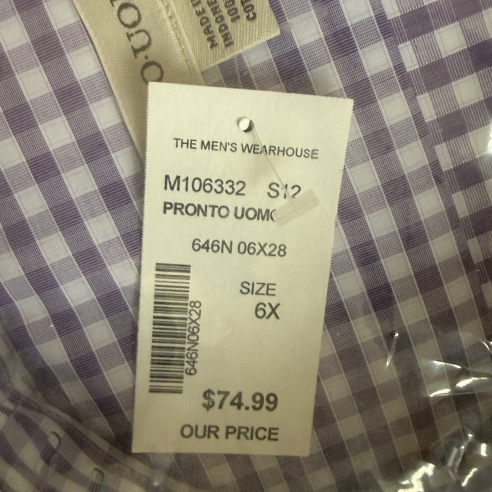 DXL Big and Tall. Well Dressed Elegant Men's Purple Checkered Shirt. - Picture 14 of 16